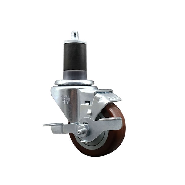 3'' Maroon Poly Swivel 1-5/8'' Expanding Stem Caster with Brake
